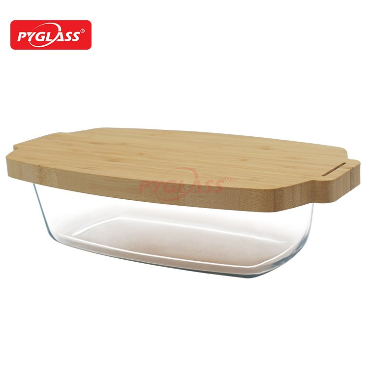 Glass Loaf Pan with Bamboo lid Buy, Rectangle glass bakeware, Glass